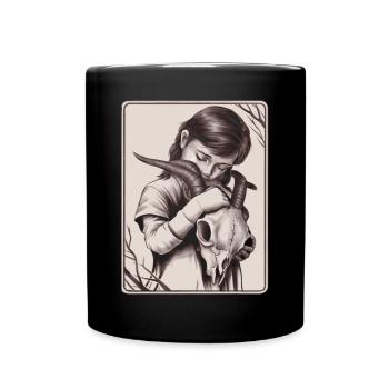 Hidden Darkness – Girl with Demon Skull - Full Colour Mug - black - Front