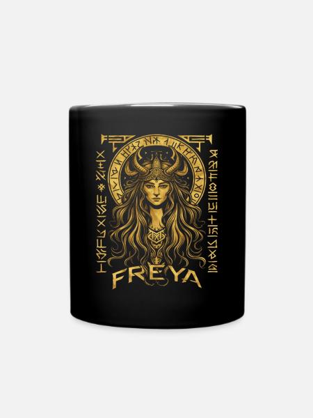 Freya – Göttin der nordischen Mythen - Tasse einfarbig - Schwarz