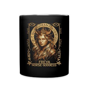 Freya – goddess of Norse myths - Full Colour Mug - black - Front