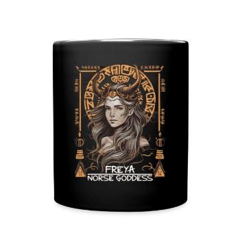 Freya – goddess of Norse myths - Full Colour Mug - black - Front
