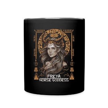 Freya – goddess of Norse myths - Full Colour Mug - black - Front