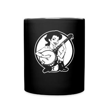 Cartoon Banjo Player - Full Colour Mug - black - Front