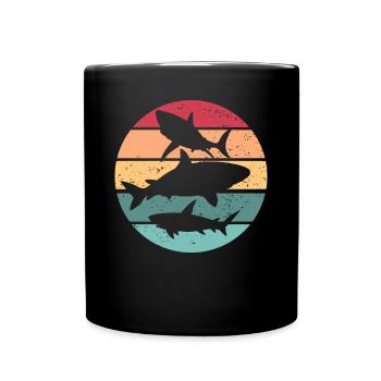 Haie Retro Sonnenuntergang Vintage Hai-Liebhaber R - Tasse einfarbig - Schwarz - Vorne