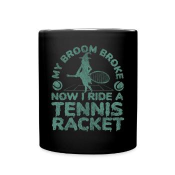 Raquette de joueur de tennis drôle - Mug uni - noir - Devant