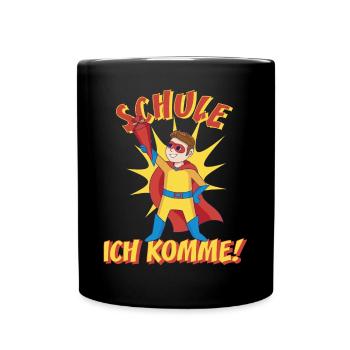 Retour à l’école des superhéros avec cône d’école - Mug uni - noir - Devant