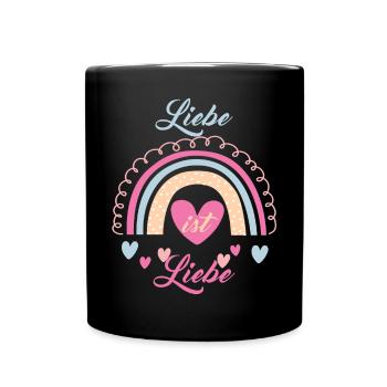 Liebe ist Liebe Regenbogen Herz Vielfalt - Tasse einfarbig - Schwarz - Vorne