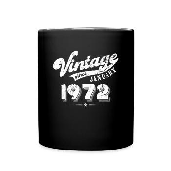Vintage since January 1972 Geburtstag Geschenk - Tasse einfarbig - Schwarz - Vorne