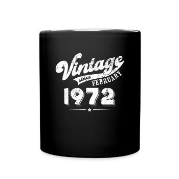 Vintage since February 1972 Geburtstag Geschenk - Tasse einfarbig - Schwarz - Vorne