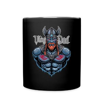 Grimmiger Wikingerkrieger Vater Kunststil - Tasse einfarbig - Schwarz - Vorne