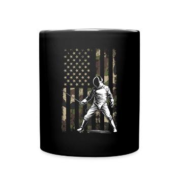 Fencing american flag Combat Fighting, Fencer - Tasse einfarbig - Schwarz - Vorne