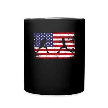 Fencing american flag Combat Fighting, Fencer - Tasse einfarbig - Schwarz - Vorne