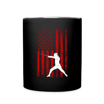 Fencing american flag Combat Fighting, Fencer - Tasse einfarbig - Schwarz - Vorne