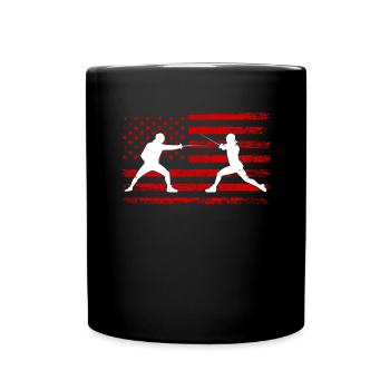 Fencing american flag Combat Fighting, Fencer - Tasse einfarbig - Schwarz - Vorne