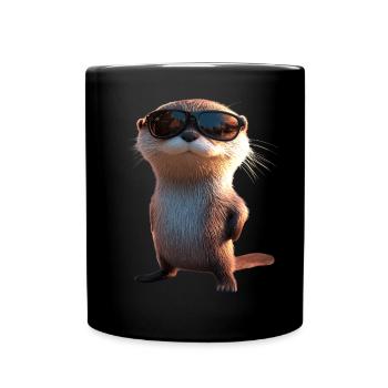 Loutre Loutre de mer Loutre Loutre Martre amour Loutre mignonne - Mug uni - noir - Devant