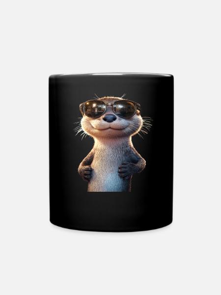 Loutre Loutre de mer Loutre Loutre Martre amour Loutre mignonne - Mug uni - noir