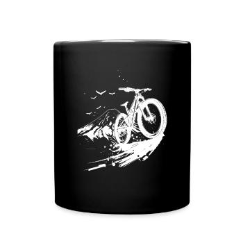 Mountainbiking Skizze - Tasse einfarbig - Schwarz - Vorne