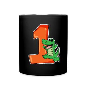 1 an - Inscription à l’école - Motif crocodile - Mug uni - noir - Devant
