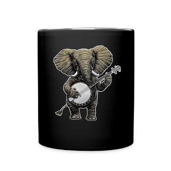 Elefantentier Bluegrass Banjo-Spieler - Tasse einfarbig - Schwarz - Vorne
