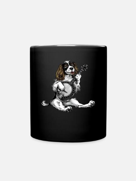 English Springer Spaniel Hund Bluegrass Banjo Spie - Tasse einfarbig - Schwarz