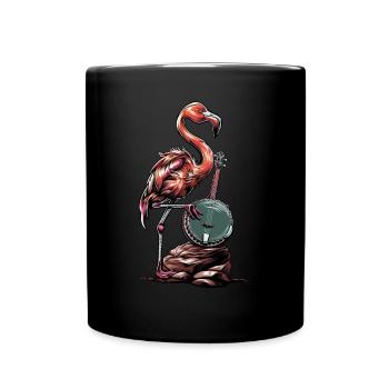 Flamingo Animal Joueur de banjo bluegrass - Mug uni - noir - Devant
