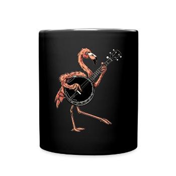 Flamingo Animal Joueur de banjo bluegrass - Mug uni - noir - Devant