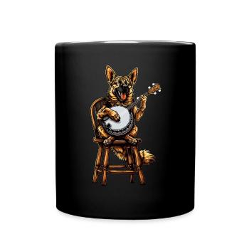 Berger allemand Joueur de banjo bluegrass - Mug uni - noir - Devant