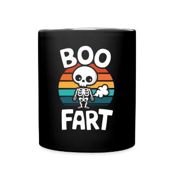 Furzendes Skelett – Lustiges Halloween - Tasse einfarbig - Schwarz - Vorne