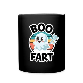 Lustiger Geist furzt – Halloween Spaß - Tasse einfarbig - Schwarz - Vorne