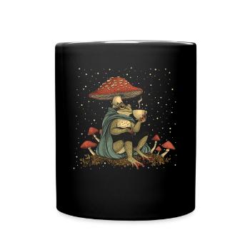 Cottagecore Aesthetic Frog Coffee Mushroom Witch G - Full Colour Mug - black - Front