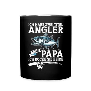 Angler Dad Fishing Rod Funny Father's Day Fisherman - Full Colour Mug - black - Front