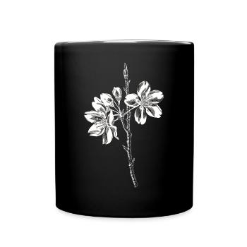 Kirschblüte Blumen Natur Kunst Japanisch Sakura - Tasse einfarbig - Schwarz - Vorne
