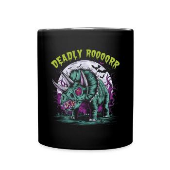 Zombie Triceratops – Deadly Roar für Dinoliebhaber - Tasse einfarbig - Schwarz - Vorne
