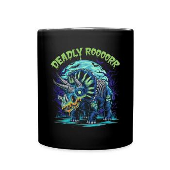 Zombie Triceratops – Deadly Roar für Dinoliebhaber - Tasse einfarbig - Schwarz - Vorne