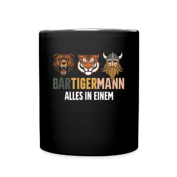 Bear, tiger, man – all in one powerful look - Full Colour Mug - black - Front