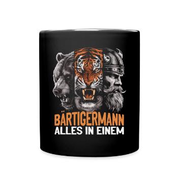 Bär, Tiger, Mann – Alles in Einem Kraftvoller Look - Tasse einfarbig - Schwarz - Vorne