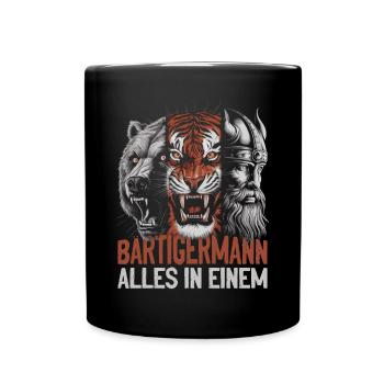 Bär, Tiger, Mann – Alles in Einem Kraftvoller Look - Tasse einfarbig - Schwarz - Vorne