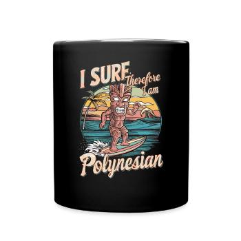 Inspiration Je surfe donc je suis polynésien - Mug uni - noir - Devant
