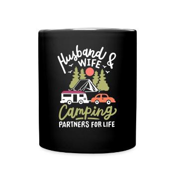 Camper Camping - Tasse einfarbig - Schwarz - Vorne