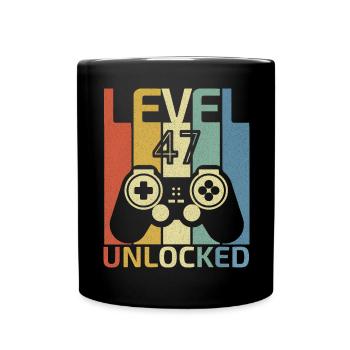 Level 47 Unlocked Funny Video Gamer 47Th Birthday - Full Colour Mug - black - Front