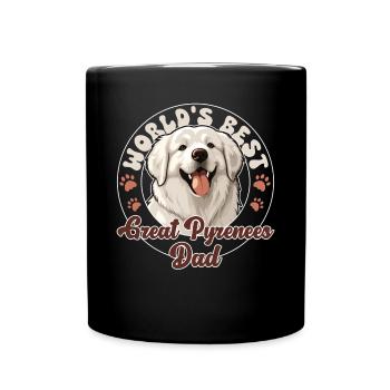 Pyrenean Mountain Dog Great Pyrenees Dad - Full Colour Mug - black - Front