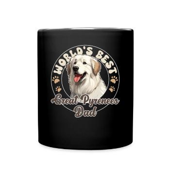 Pyrenean Mountain Dog Great Pyrenees Dad - Full Colour Mug - black - Front