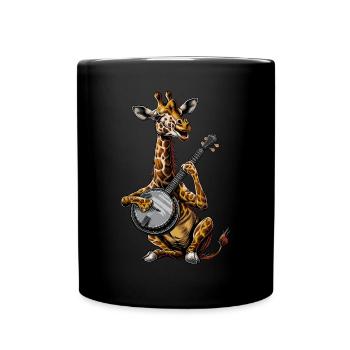 Giraffe Tier Bluegrass Banjo Spieler - Tasse einfarbig - Schwarz - Vorne