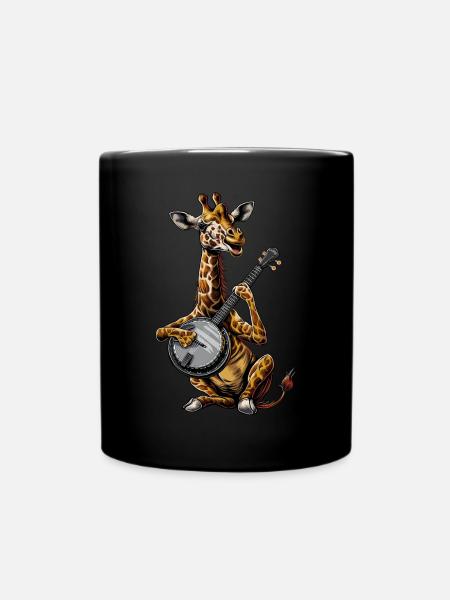 Girafe Animal Joueur de Banjo Bluegrass - Mug uni - noir