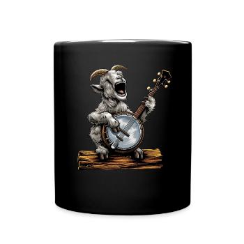 Goat Farm Animal Farmer Bluegrass Banjo Player - Full Colour Mug - black - Front