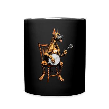 Great Dane Dog Joueur de banjo bluegrass - Mug uni - noir - Devant
