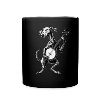 Greyhound Dog Joueur de banjo bluegrass - Mug uni - noir - Devant