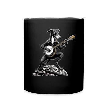 Greyhound Dog Joueur de banjo bluegrass - Mug uni - noir - Devant