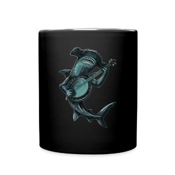 Hammerhai Meerestier Bluegrass Banjospieler - Tasse einfarbig - Schwarz - Vorne