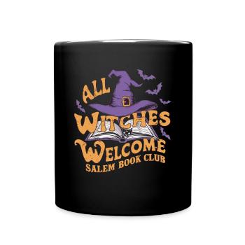 All Witches Welcome Salem Book Club – Hexen Style - Full Colour Mug - black - Front