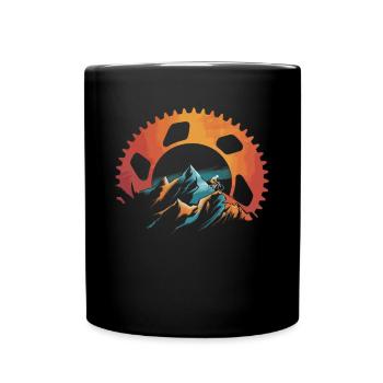 Mountainbike-Fahrer Sonnenuntergang Design - Tasse einfarbig - Schwarz - Vorne